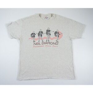 Vintage Neil Diamond Shirt Men XL Gray 90s Tee Music Concert Tennessee Moon Tour